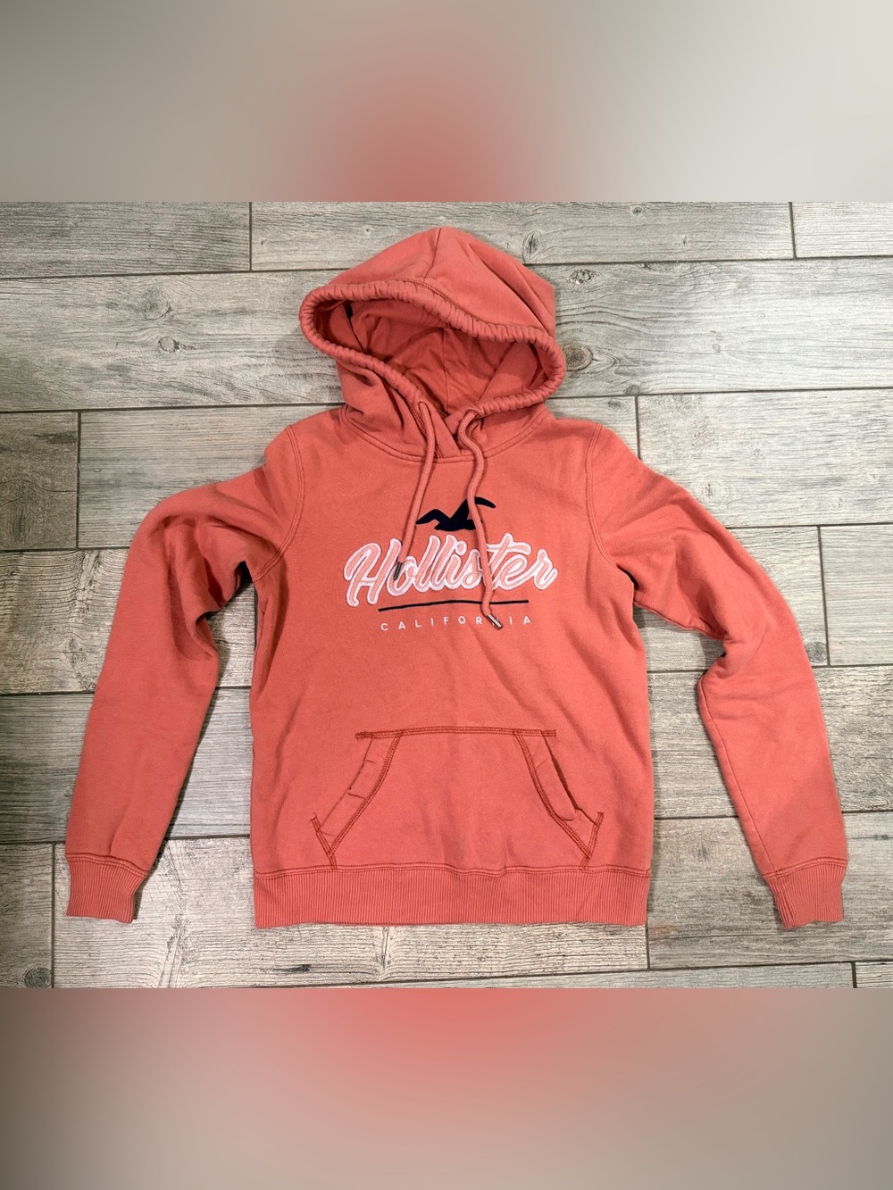 Hollister Coral Hooded Sweatshirt with Script Logo